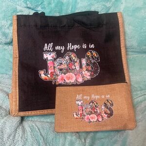 Handmade Beautiful "All My Hope Is in Jesus" Church Tote & Pouch Set